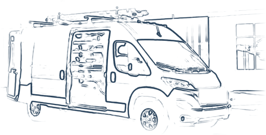 Work van, drawn as a stencil